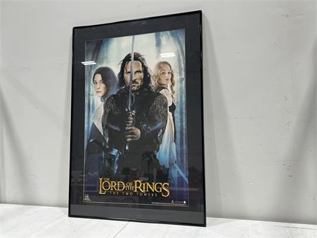 LORD OF THE RINGS & THE TWO TOWERS 2002 FRAMED POSTER - 28”x40”
