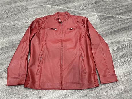 NEW FAUX RED LEATHER JACKET SIZE XL