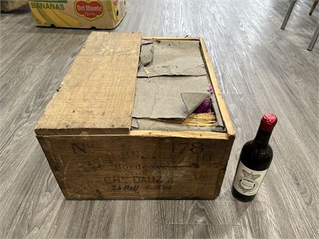 20+ SEALED BOTTLES OF VINTAGE FRENCH WINE IN ORIGINAL CRATE