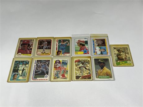(11) 1980’s ASSORTED MLB CARDS