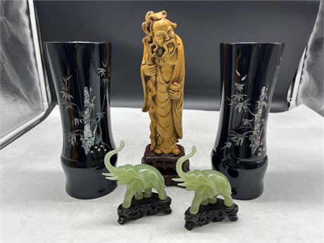 VINTAGE CHINESE FIGURED AND VASES