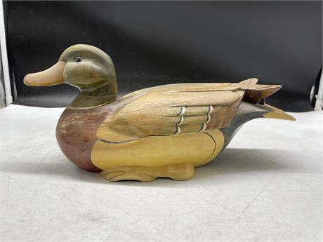 NICELY CARVED WOOD DUCK DECOY 13”
