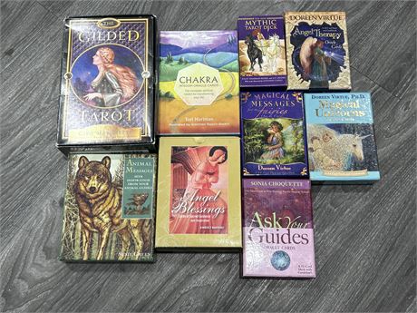 LOT OF 9 TAROT/ORACLE CARDS