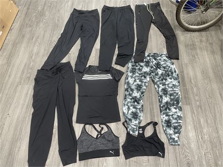 LOT OF 8 WOMANS WORKOUT GEAR SIZES RANGE FROM SMALL-MEDIUM