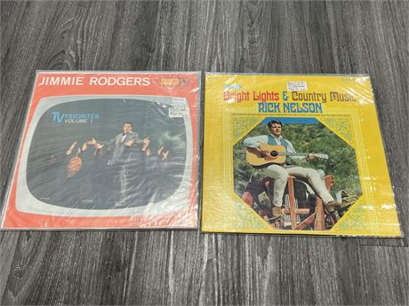 2 RARE COUNTRY RECORDS - JIMMIE RODGERS IS SEALED & RICK NELSON IS EXCELLENT