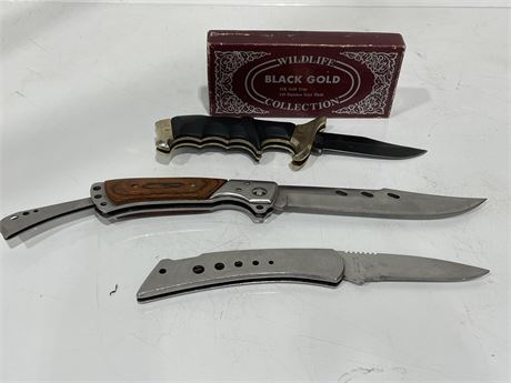 BLACK GOLD KNIFE, DIXING KNIFE, STAINLESS KNIFE (LARGEST BLADE IS 6”)