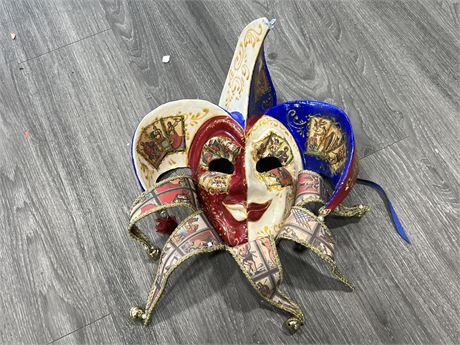 VENETIAN THE FOOL MASK - HAND CRAFTED IN ITALY - 16” LONG