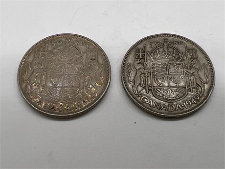 1947 & 1949 SILVER CANADIAN HALF DOLLARS