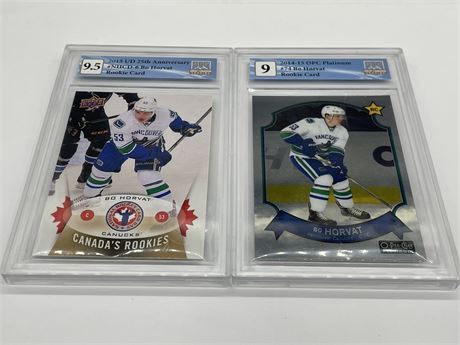 2 GCG GRADED 9/9.5 ROOKIE BO HORVAT CARDS