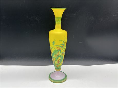 ANTIQUE HAND PAINTED TALL VASE -