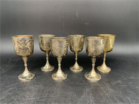 6 SILVER PLATED GOBLETS