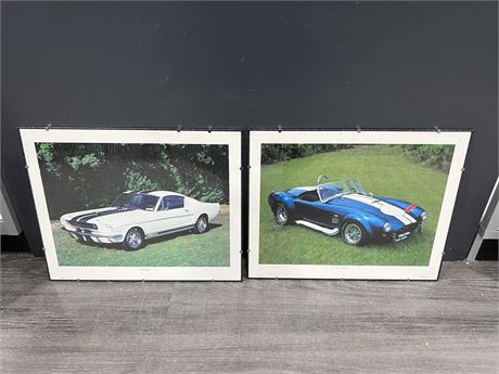VINTAGE FRAMED PICTURES OF 427 COBRA & 65’ SHELBY GT 350 - 20”x16”