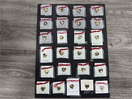 25 VARIETY CLUB GOLD HEART PINS