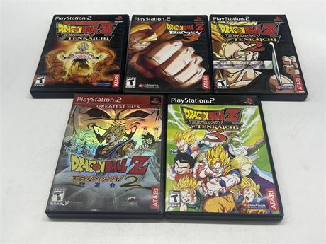 5 PS2 DRAGON BALL Z GAMES - EXCELLENT CONDITION W/MANUALS