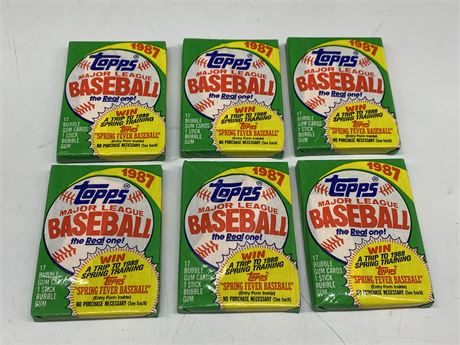 (6) 1987 UNOPENED MLB WAX PACKS