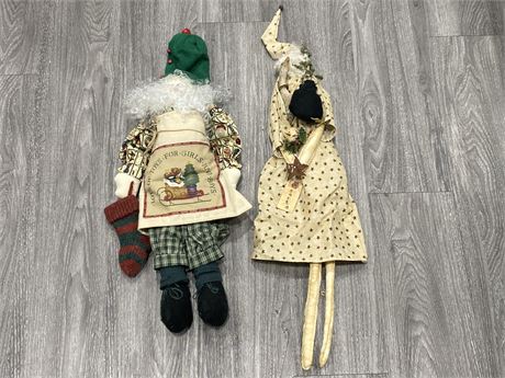 2 CHRISTMAS DOLLS (TALLEST IS 28”)