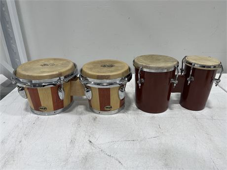 2 SETS OF BONGO DRUMS (Widest is 15”)