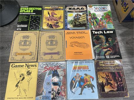 LOT OF 12 VINTAGE ROLE PLAYING GAMES MANUALS DOCTOR WHO, AD&D, ETC