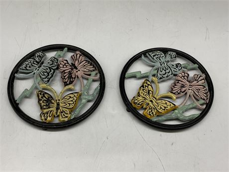 2 CAST IRON BUTTERFLY TABLE DECORATIONS (6.5” diameter)