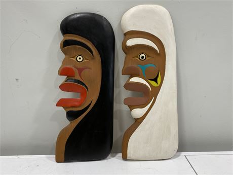 2 NATIVE CARVING SIGNED BY WESLEY ANTONE (20” tall)