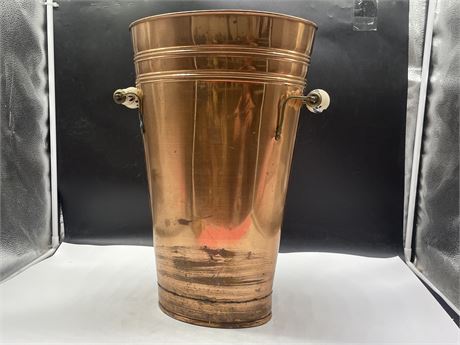 TALL VINTAGE COPPER TRASH CANS (12”x8”x19”)