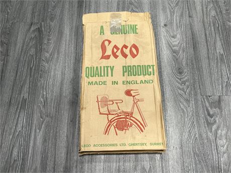 VINTAGE LECO MADE IN ENGLAND BACK OF BIKE SEAT ATTACHMENT IN BOX
