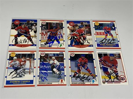 8 AUTOGRAPHED MONTREAL CANADIENS CARDS - 1990s