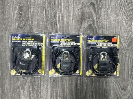 3 NEW WEATHER RESISTANT TRUCK SPARE TIRE LOCKING SYSTEMS