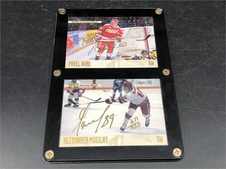 AUTOGRAPHED LIMITED EDITION BURE AND MOGILNY CARDS