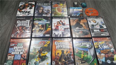 14 PS2 GAMES & 2 MEMORY CARDS & 1 PS GAME