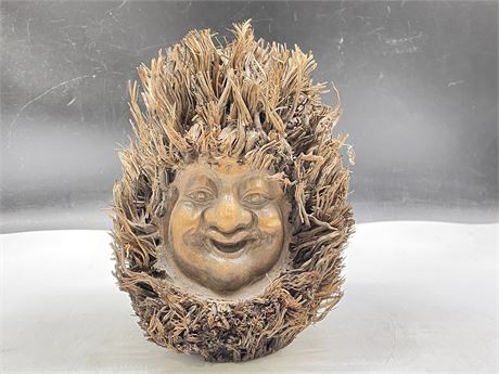 EARLY CHINESE BAMBOO ROOT FACE CARVING (9”)