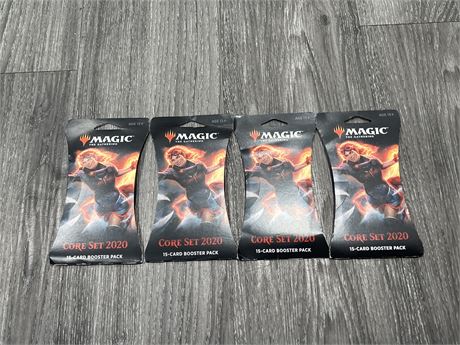 4 MAGIC THE GATHERING CORE SET 2020 BOOSTER PACKS