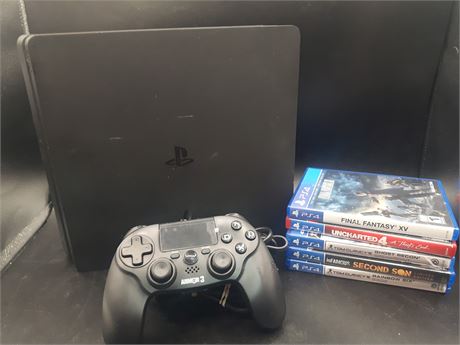 PLAYSTATION 4 SLIM 1TB CONSOLE WITH GAMES - VERY GOOD CONDITION
