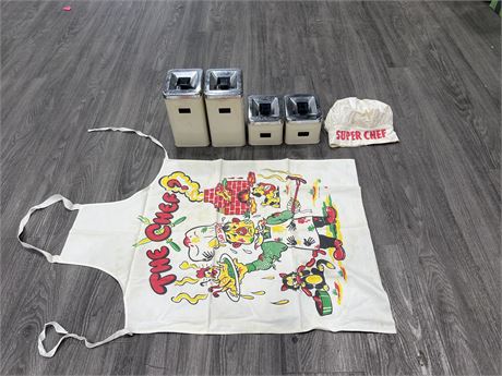 MCM CANISTER SET W/ APRON AND CHEF HAT