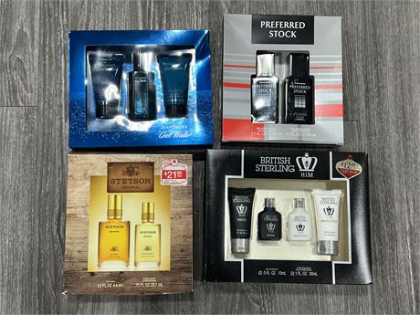 4 NEW COLOGNE / PERSONAL HYGIENE SETS