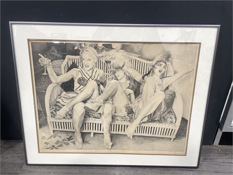 ORMEN ETCHING PRINT “ROSIE, TRIXIE AND GINGER II” 27”x21”