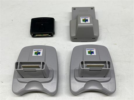 N64 TRANSFER PACKS, RUMBLE PACK, JUMPER PAK