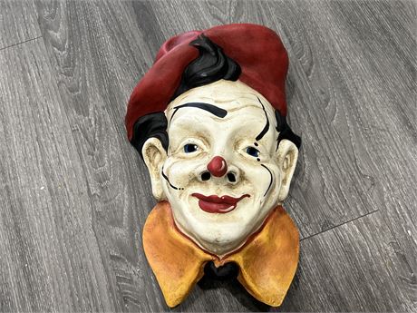 VENETIAN WHITE CLOWN MASK - HAND CRAFTED IN ITALY - 15” LONG