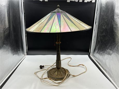 ANTIQUE STAINED GLASS LAMP (22”)