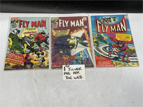 3 FLY MAN COMICS #33, #36 & #37