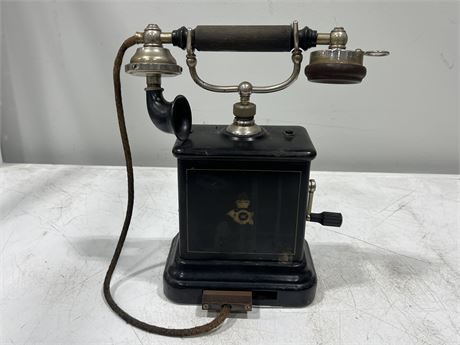 ANTIQUE DANISH TELEPHONE CIRCA 1940s (12” tall)