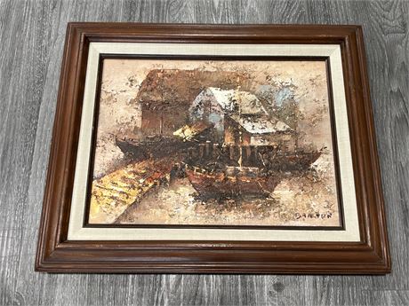 MID CENTURY ORIGINAL SIGNED OIL PAINTING BY EDWARD BARTON (21”x17”)