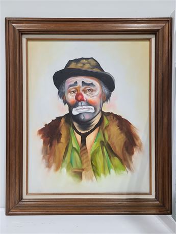 EXTREMELY WELL DONE - ZANIOL EMMETT KELLY ORIGINAL OIL ON PAINTING (38”x32")