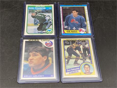 (4) 1980s NHL ROOKIE CARDS