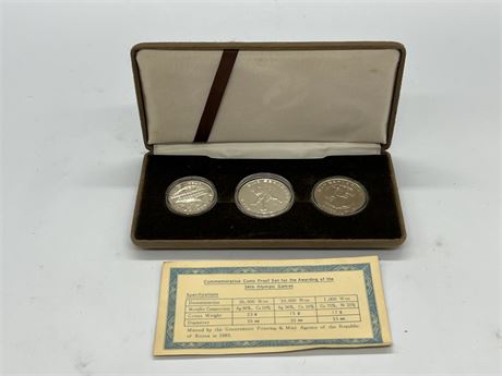 COMMEMORATIVE COINS PROOF SET OF THE 24TH OLYMPICS - CONTAINS SILVER