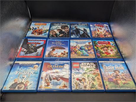COLLECTION OF 12 FAMILY BLU-RAY MOVIES - VERY GOOD CONDITION