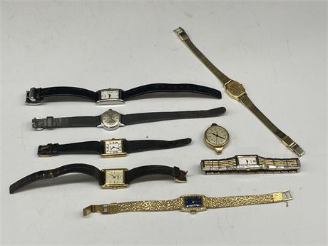 8 VINTAGE WOMENS WATCHES - 5 SEIKO INCLUDED