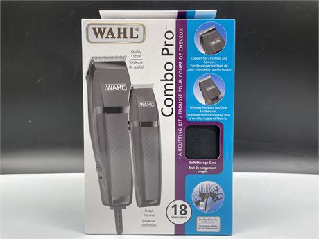 NEW WAHL 18 PIECE HAIRCUT KIT WITH CASE