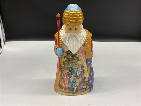 HAND CARVED & PAINTED RUSSIAN SANTA FIGURE (11.5” tall)