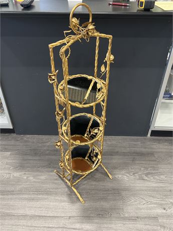 HIGH QUALITY ITALIAN GILT 3 TIER MIRRORED STAND - 44” TALL 11” WIDE